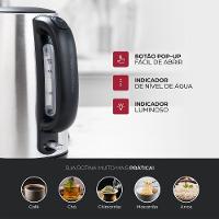 Chaleira Elétrica Wap 1200W WCE1 Portátil Aço Inox 1,7L Preto/Cinza 127V - 9