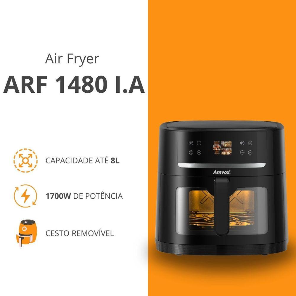 Air Fryer 8L 1700W Amvox ARF 1480 I.A Digital Antiader Timer Black 220V - 4