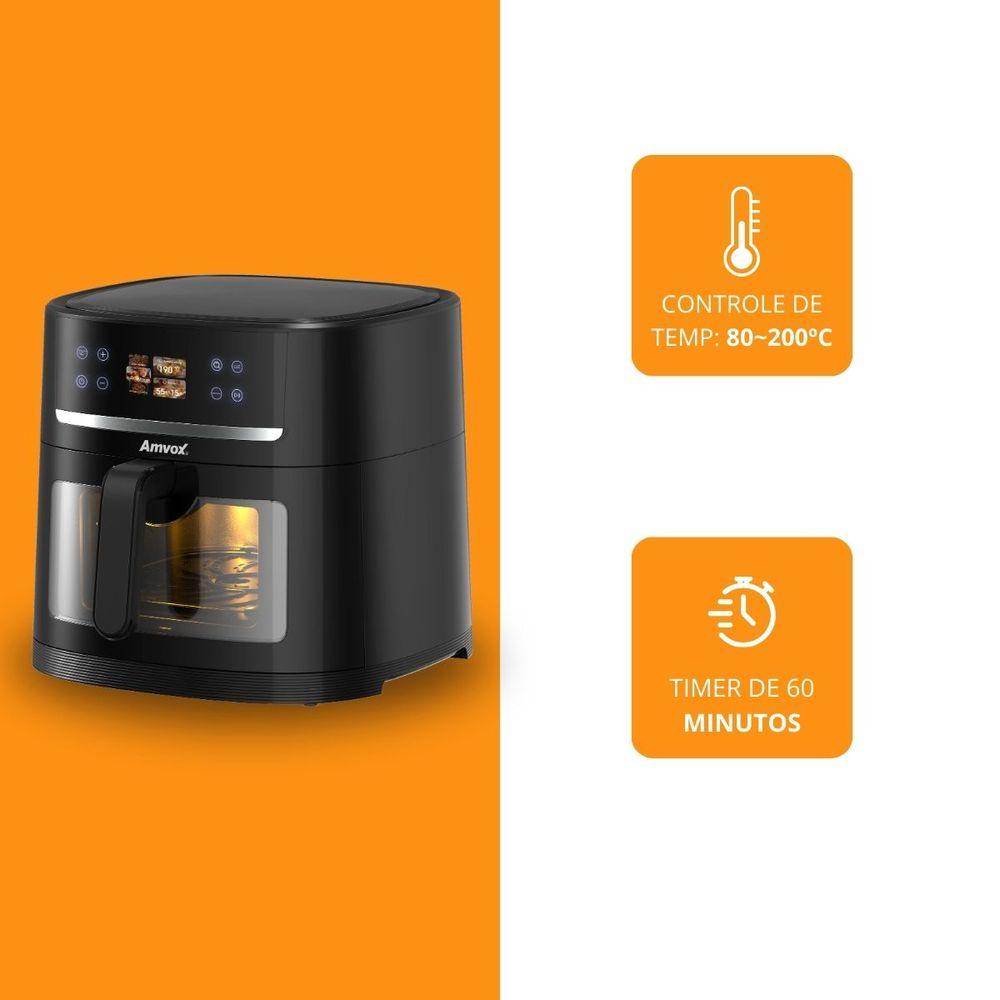 Air Fryer 8L 1700W Amvox ARF 1480 I.A Digital Antiader Timer Black 220V - 5