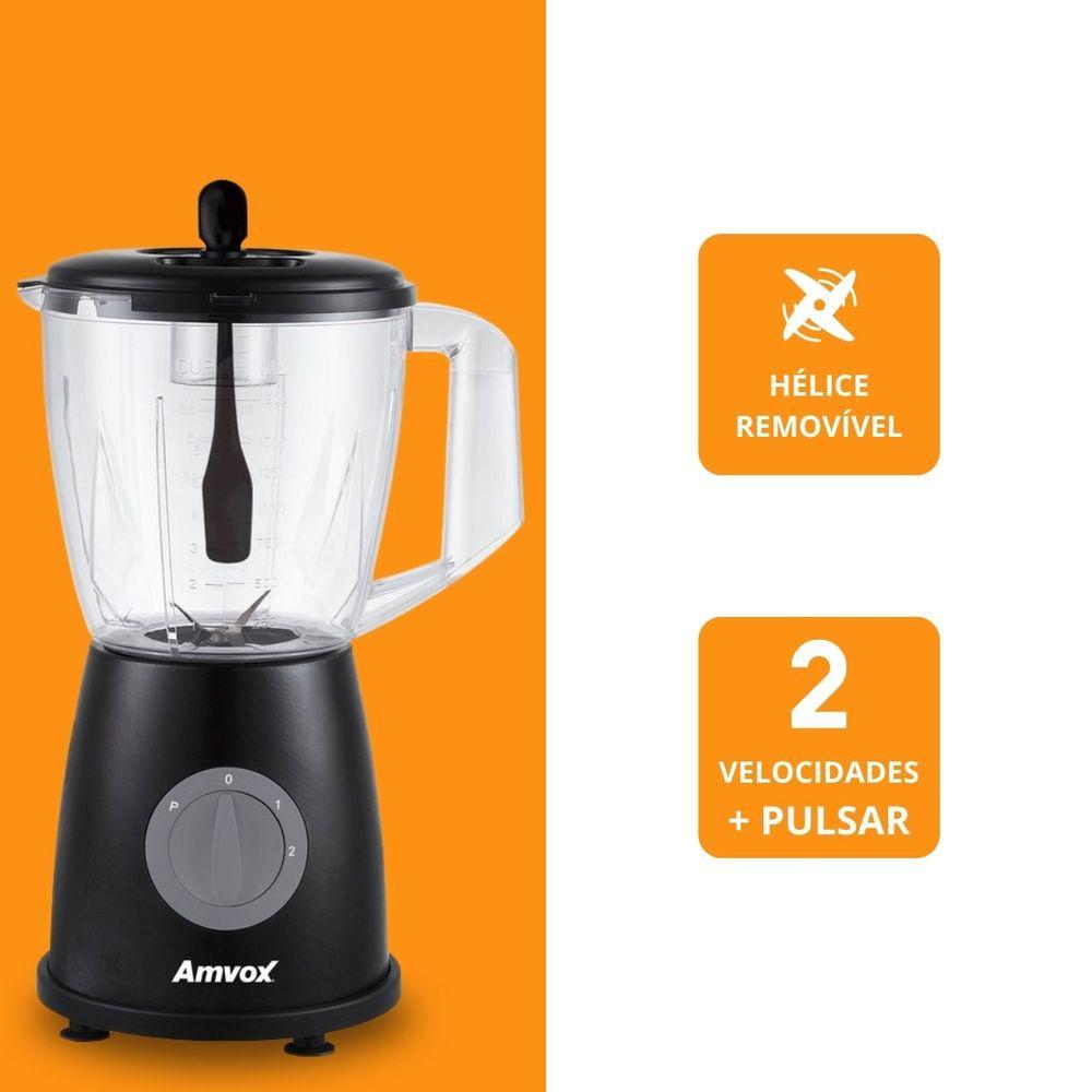 Liquidificador 600W 1,8L Amvox ALQ 600 2 Vel Black 110V - 6