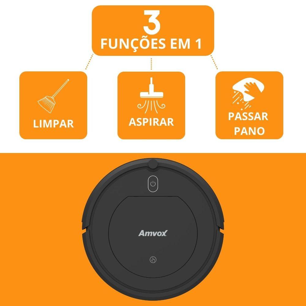 Robô Aspirador Amvox 3 Funções ASP 018 BLACK Bivolt - 6