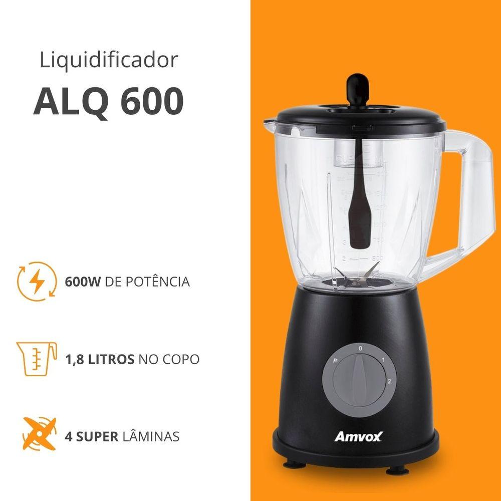 Liquidificador 600W 1,8L Amvox ALQ 600 2 Vel Black 220V - 5