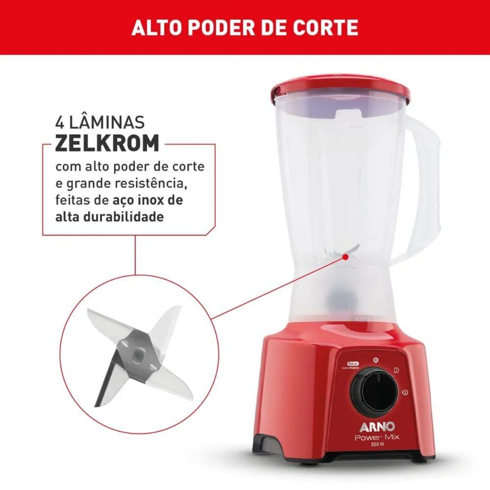 Liquidificador Arno 550W Power Mix Vermelho LQ11 110v - 5