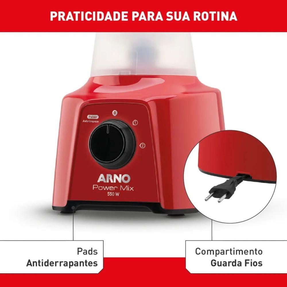 Liquidificador Arno 550W Power Mix Vermelho LQ11 110v - 7