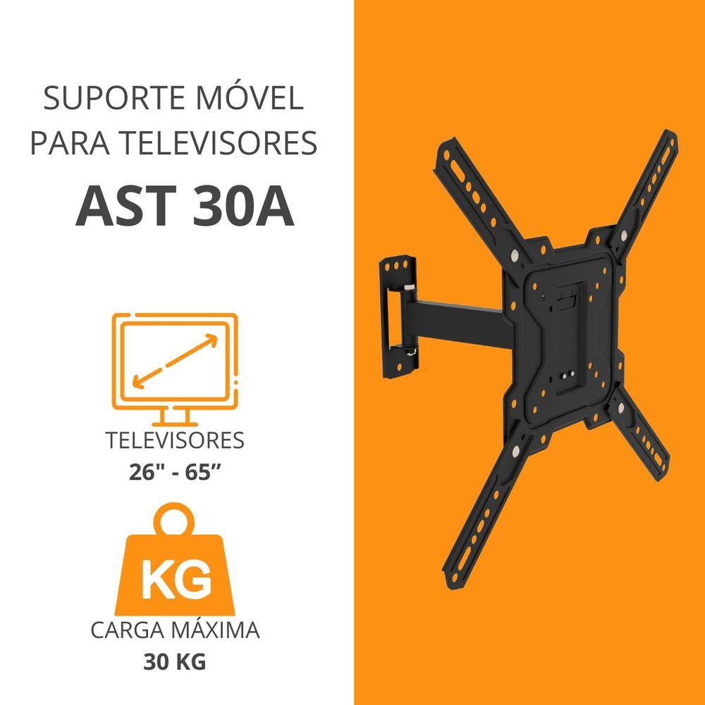 Suporte de Parede Móvel Para TV 26" A 65" Amvox AST 30A VESA Black - 3