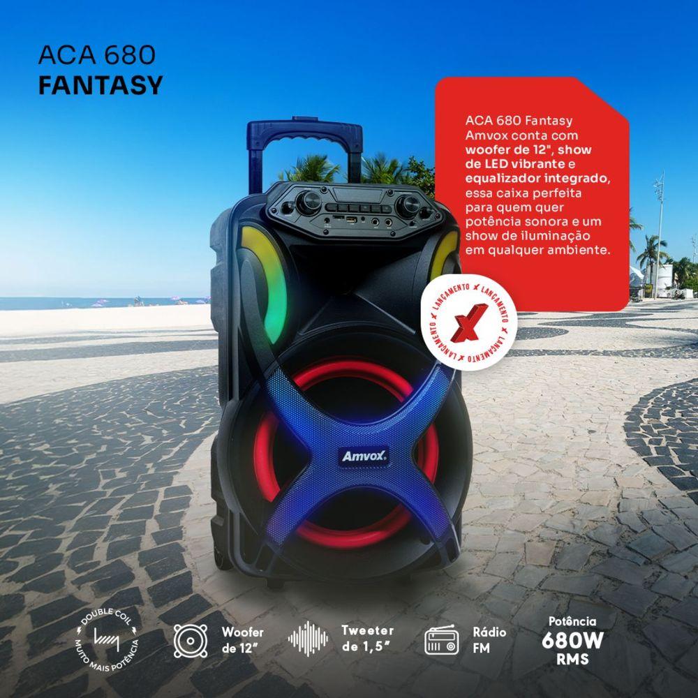 Caixa Amplif 680W Amvox ACA 680 Fantasy Woofer 12 Led BT USB Micro SD FM TWS Biv - 7