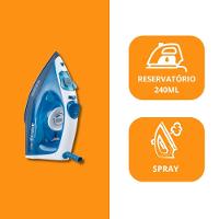 Ferro a Vapor Black+Decker 1200W Base Antiaderente Spray Branco e Azul 110V - 8