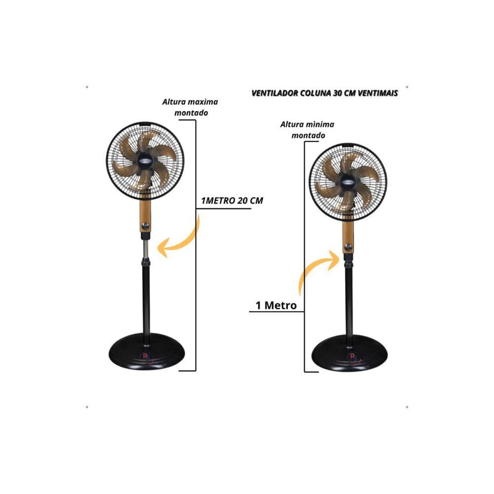 Ventilador Oscilante de Coluna Ventimais 30CM Turbo Preto/Bronze 220V - 7