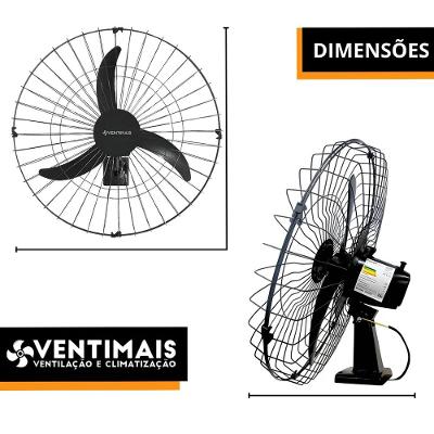 VENTILADOR OSC DE PAREDE 60 CM VENTIMAIS PRETO LIGHT 147W 127V