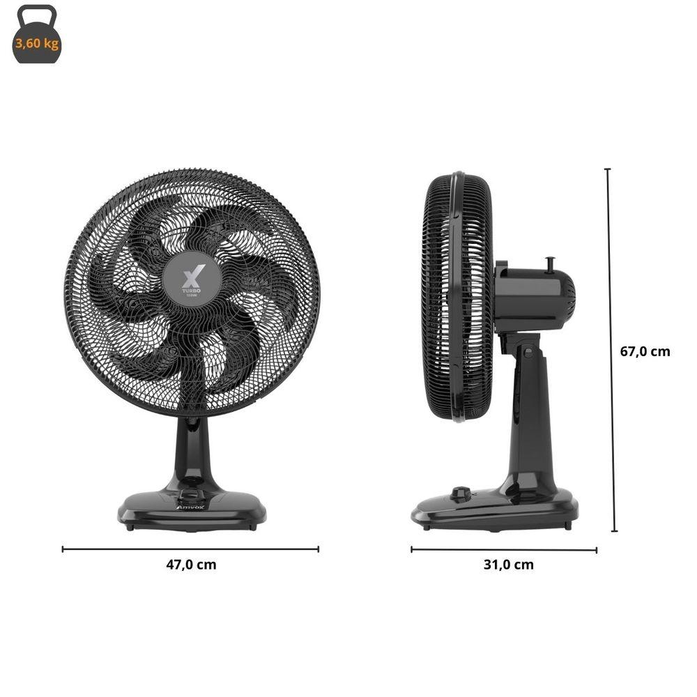 Ventilador de Mesa Amvox 50CM AMV 4126 TURBO 6 Pás 3 Vel 130W Black 220V - 3