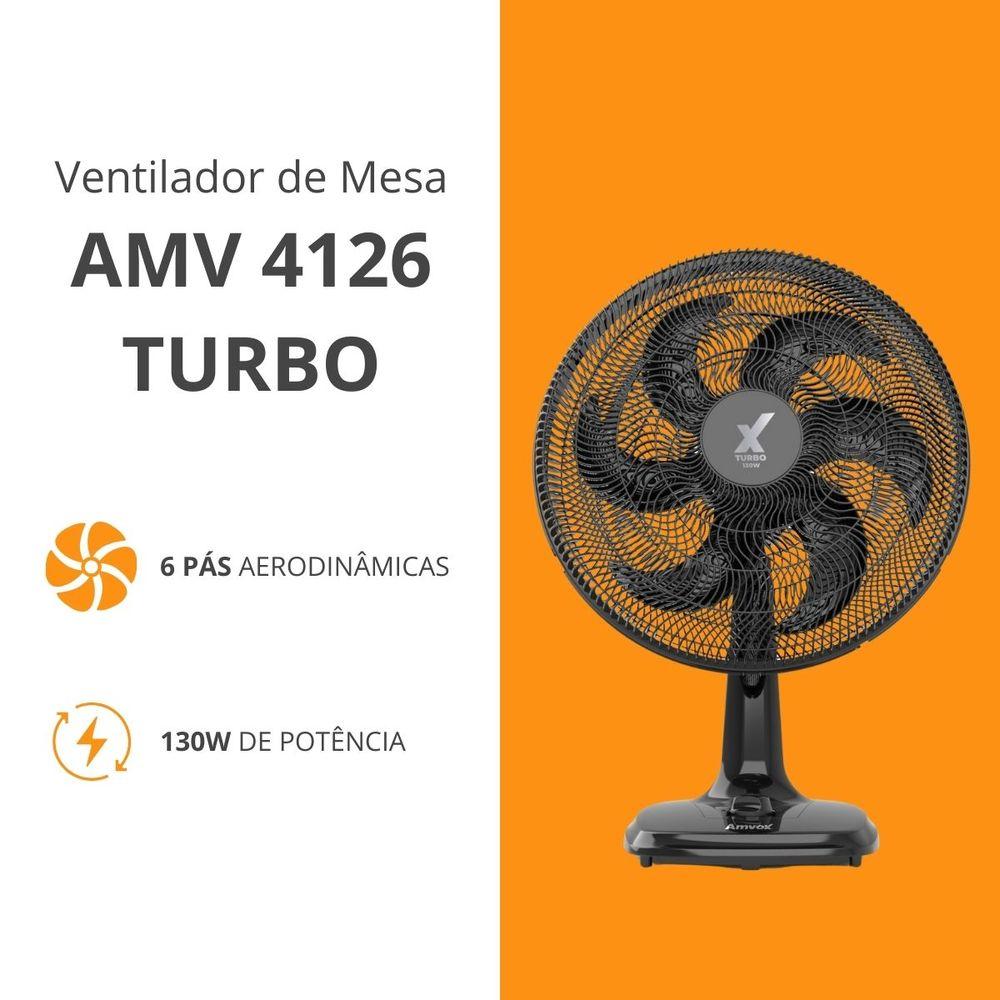 Ventilador de Mesa Amvox 50CM AMV 4126 TURBO 6 Pás 3 Vel 130W Black 220V - 5