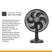 Ventilador de Mesa Amvox 50CM AMV 4126 TURBO 6 Pás 3 Vel 130W Black 220V - 7