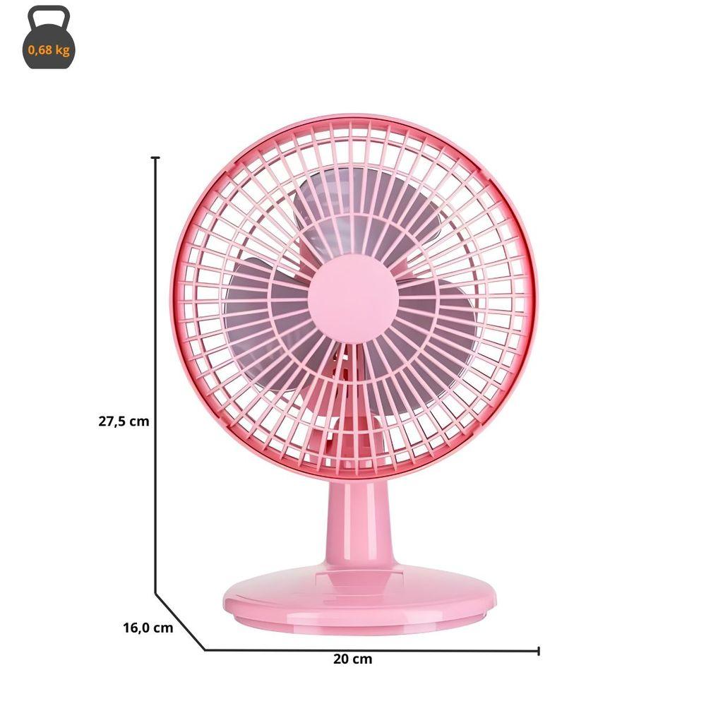Ventilador Mini 20cm Ventimais Turbo 2 Vel Rose/Prata 110V - 3