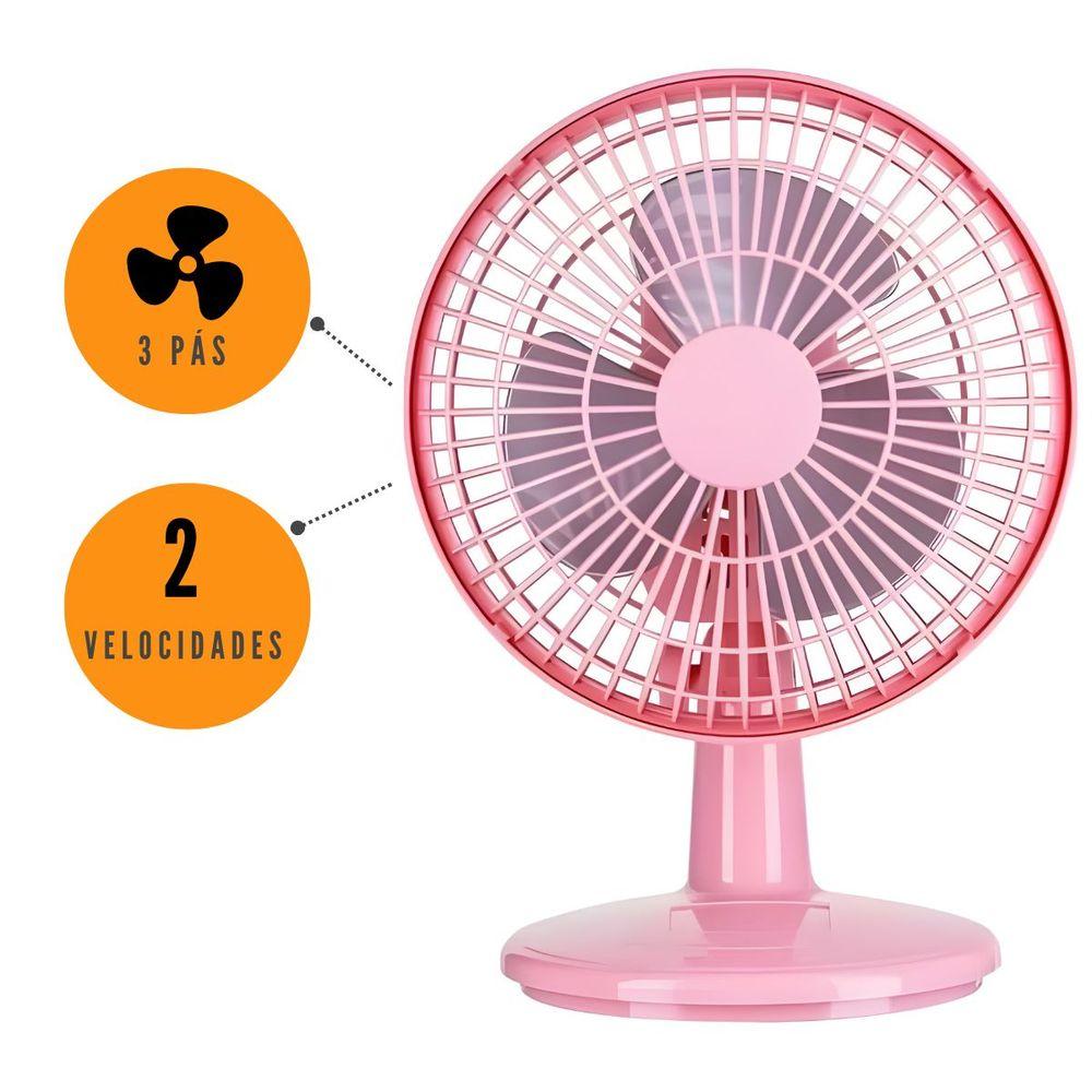 Ventilador Mini 20cm Ventimais Turbo 2 Vel Rose/Prata 110V - 4