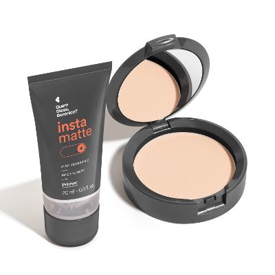 Instamatte: Primer Facial Líquido 20ml + Pó Compacto Facial Translúcido 5,5g