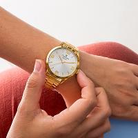 Relógio Champion Feminino Dourado Prova D´Agua + Kit de Brincos e Colar Garantia De Um Ano - 3