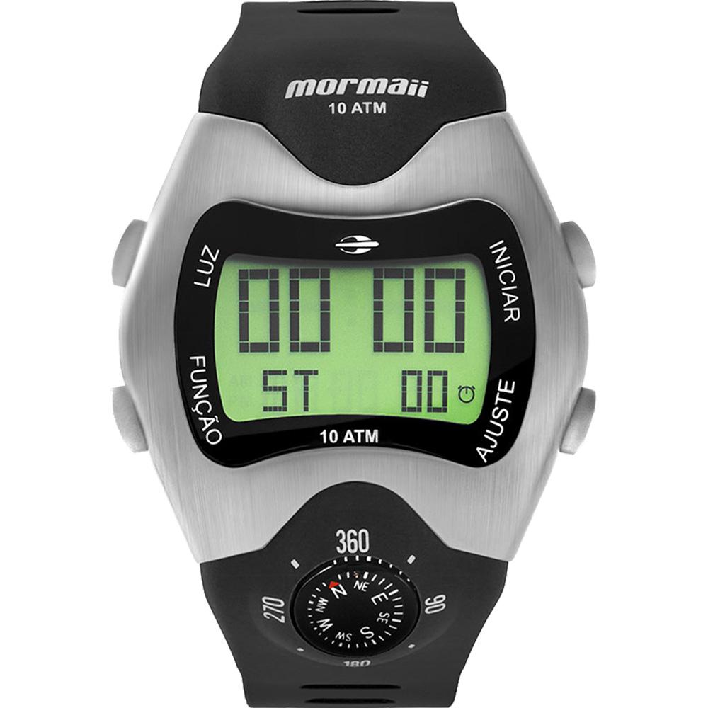 Relógio Masculino Mormaii Esportivo Prova D'Água Digital Bússola Preto e Prata MO1324AB/1P - 1