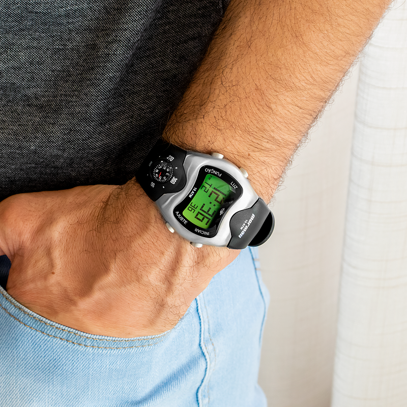 Relógio Masculino Mormaii Esportivo Prova D'Água Digital Bússola Preto e Prata MO1324AB/1P - 2