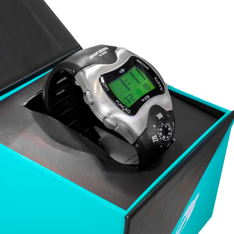 Relógio Masculino Mormaii Esportivo Prova D'Água Digital Bússola Preto e Prata MO1324AB/1P - 4