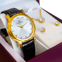 Relógio de Pulso Feminino Champion Couro CH22733B Colar e Brincos - 1