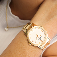 Relógio Champion Feminino Dourado Analógico CN29025W Colar e Brincos - 2