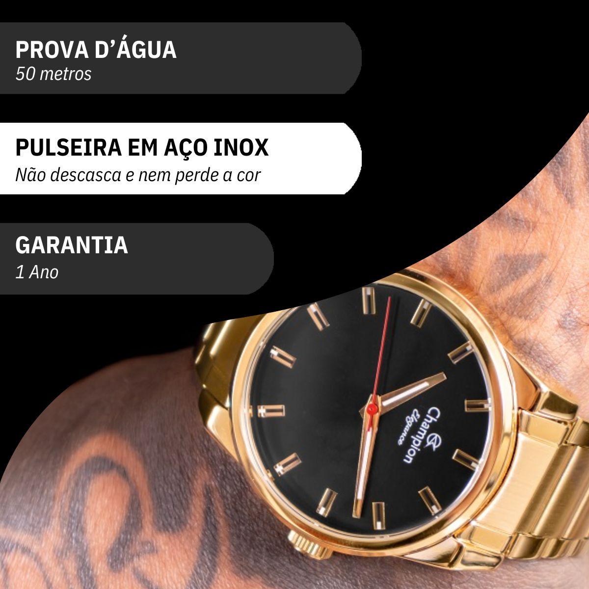 Relógio de Pulso Masculino Dourado Champion Analógico CN27590U - 4