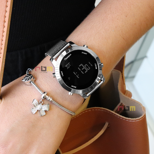 Relógio Champion Feminino Digital LED Prata CH40062T + Kit Colar e Brincos - 2