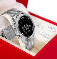 Relógio Champion Feminino Digital LED Prata CH40062T + Kit Colar e Brincos - 3