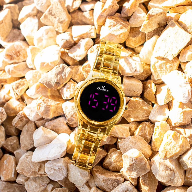 Relógio de Pulso Champion Feminino Digital Dourado CH48019H Colar e Brincos - 5