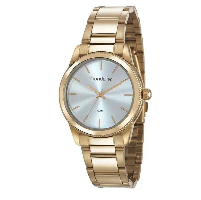 Relógio Feminino Mondaine Dourado Casual Analógico 53676LPMVDE2 Mulher Colar e Brincos - 1