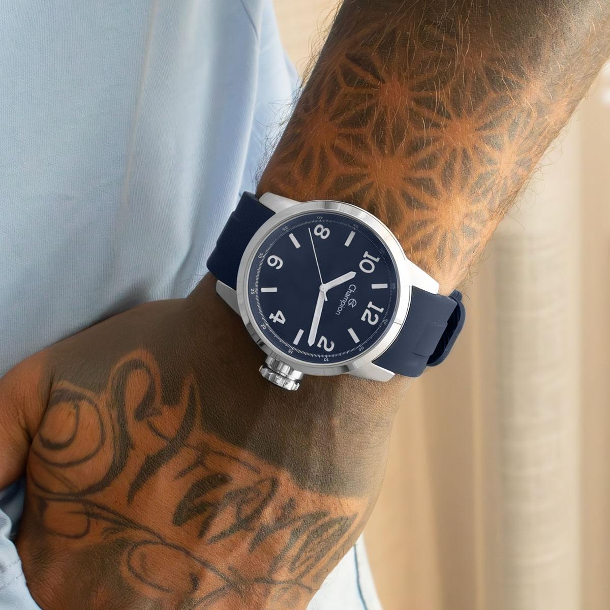 Relógio de Pulso Masculino Champion Analógico Azul Prova D'Água CN29758A - 4