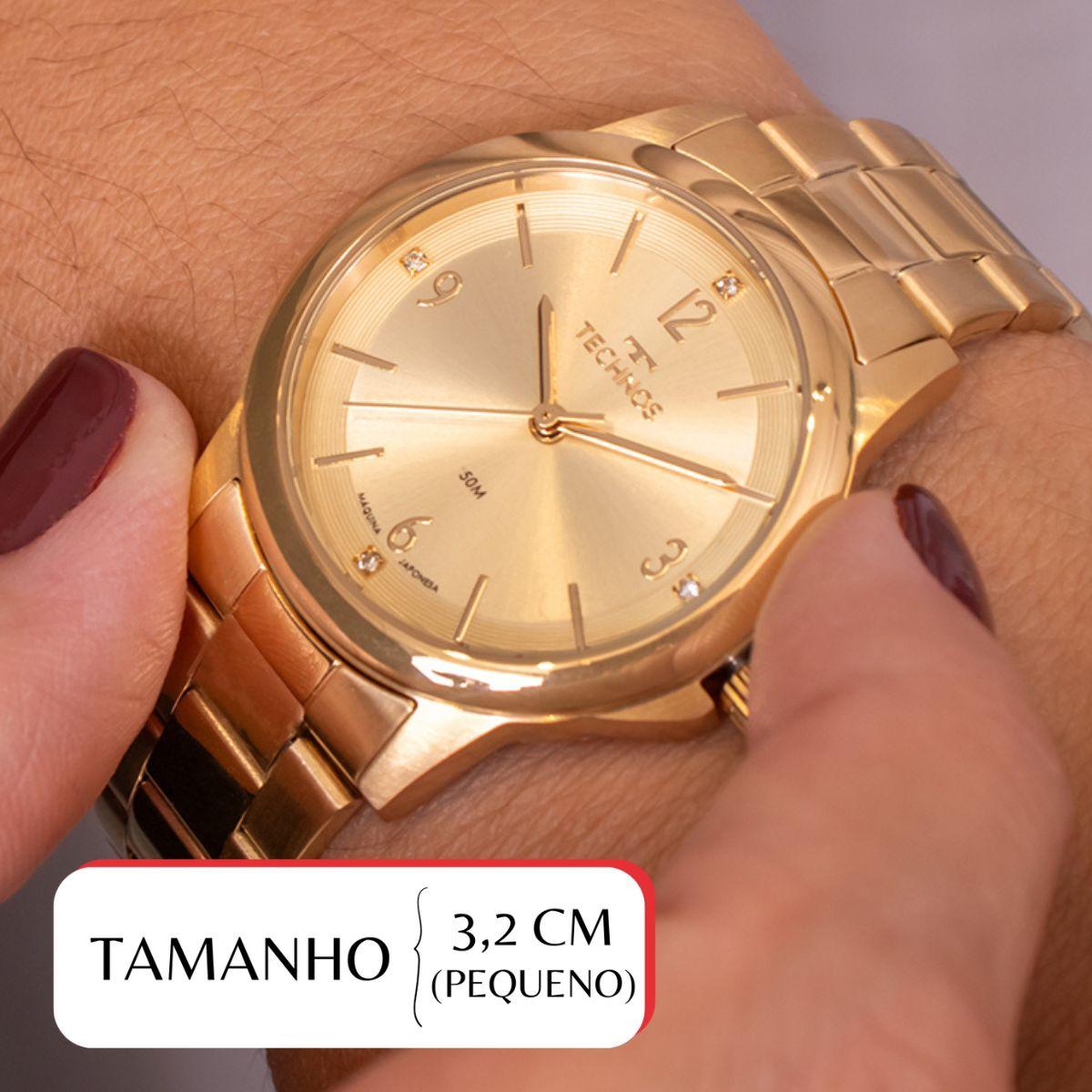 Relógio de Pulso Feminino Technos Dourado 2035MXM/1D Colar e Brincos - 2
