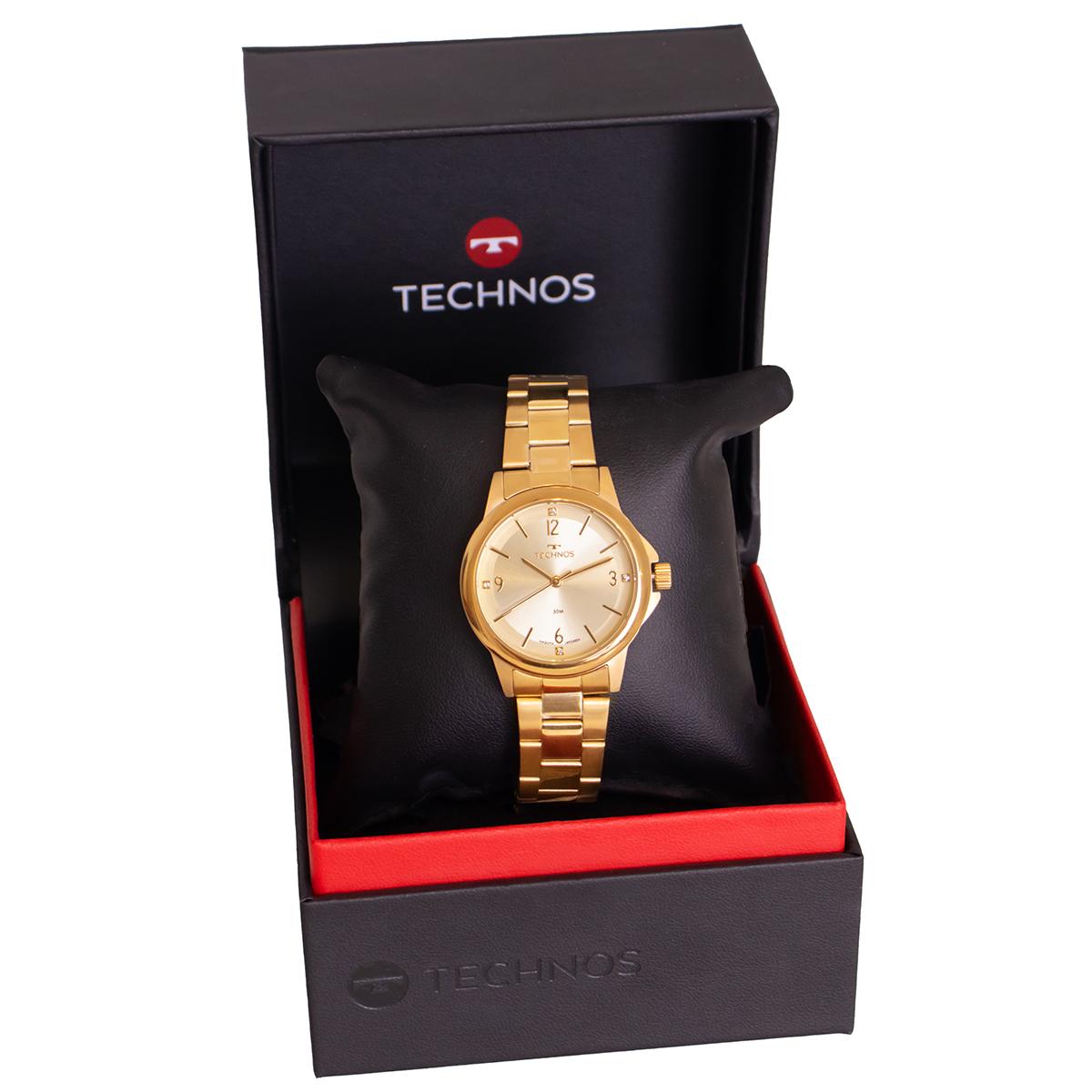 Relógio de Pulso Feminino Technos Dourado 2035MXM/1D Colar e Brincos - 7