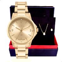 Relógio de Pulso Feminino Technos Dourado 2035MXM/1D Colar e Brincos - 1
