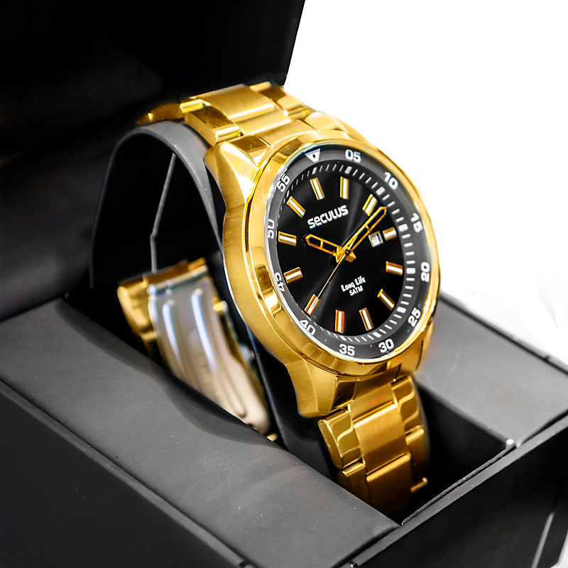 Relógio Seculus Masculino Long Life Dourado Analógico 20786GPSVDA3 - 4