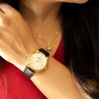 Relógio Champion Feminino Couro Preto CH22519W Colar e Brincos - 3