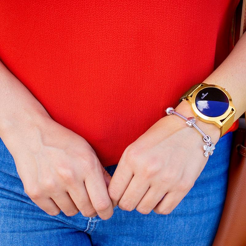 Relógio Champion Feminino Dourado Digital Led Vermelho CH40106H Kit Colar e Brincos - 3