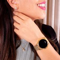 Relógio Feminino Champion Digital Dourado Led Vermelho CH40124H + Colar e Brincos - 2