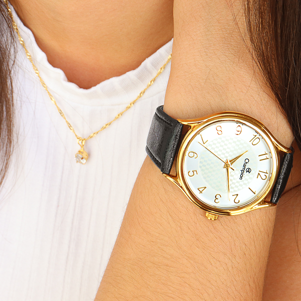 Relógio Champion Feminino Analógico Dourado Couro Colar e Brincos CH22706W - 2