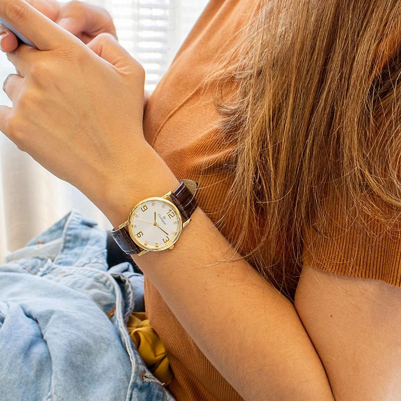 Relógio Feminino Champion Analógico Couro Marron Kit Colar e Brincos CN20186B - 4