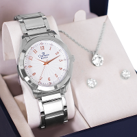 Relógio Feminino Champion Analógico Prata CN29409N Kit Colar Brincos - 1