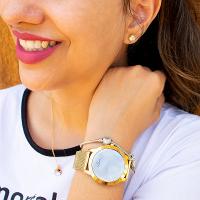 Relógio Feminino Champion Digital Espelhado Pulseira Mesh CH40106B Colar e brincos - 2