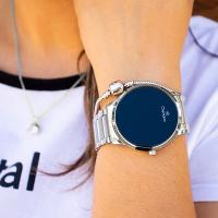 Relógio de Pulso Feminino Champion Digital Led Prata CH40142T Colar e Brincos - 3