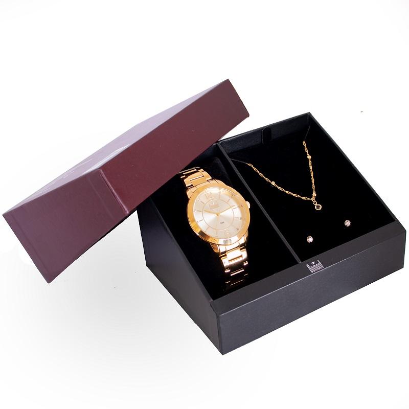 Relógio de Pulso Feminino Dumont Dourado Analógico DUPC21JAI/K1X Colar e Brincos - 5