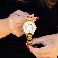 Relógio de Pulso Feminino Dumont Dourado Analógico DUPC21JAI/K1X Colar e Brincos - 2