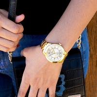 Relógio de Pulso Feminino Dumont Dourado Analógico DUPC21JAI/K1X Colar e Brincos - 3