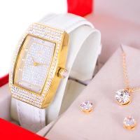 Relógio Feminino Champion Ana Hickmann Analógico Quadrado Couro Cristais AH28375B Colar e Brincos - 5