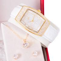 Relógio Feminino Champion Ana Hickmann Analógico Quadrado Couro Cristais AH28375B Colar e Brincos - 6