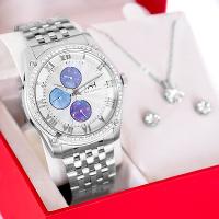 Relógio Champion Ana Hickmann Feminino Prata Multi-Função AH30308Q Kit Colar e Brincos - 1