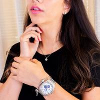 Relógio Champion Ana Hickmann Feminino Prata Multi-Função AH30308Q Kit Colar e Brincos - 3